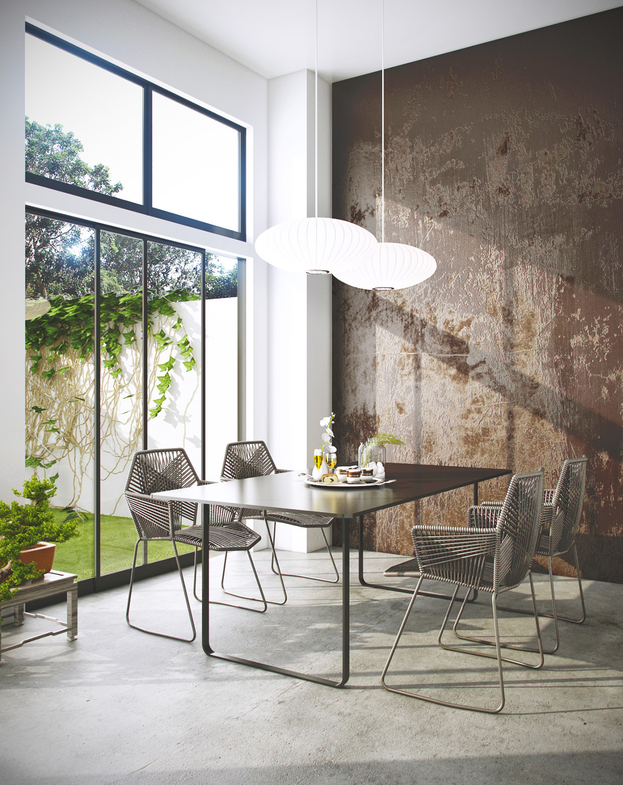 gray wooden dining room