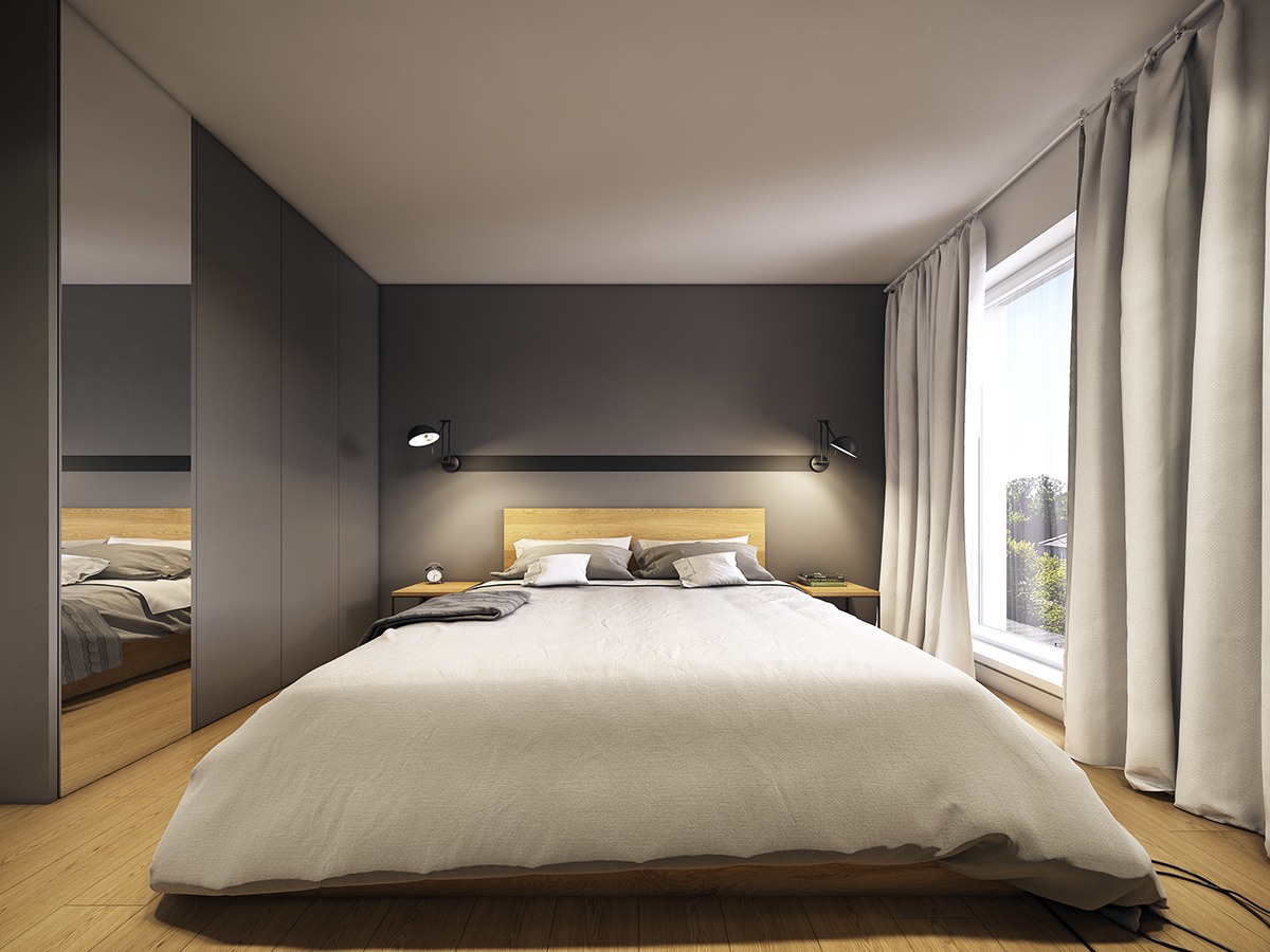 scandinavian apartment gray bedroom design