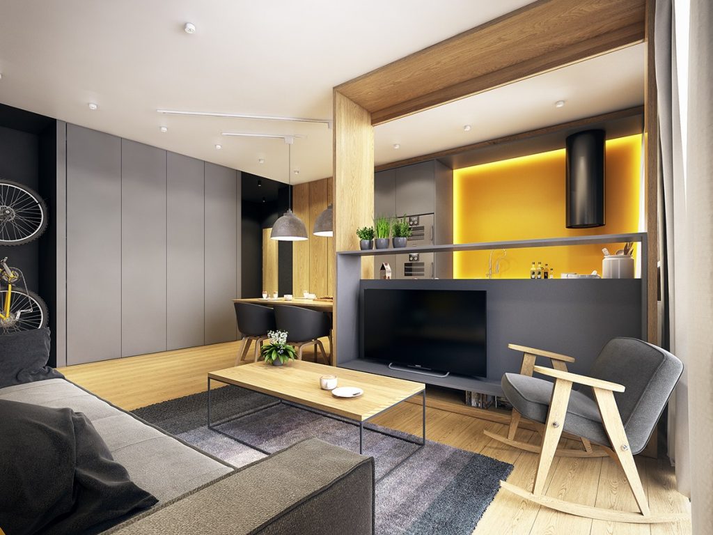 Modern Scandinavian Apartment Interior Design With Gray Color Shade ...