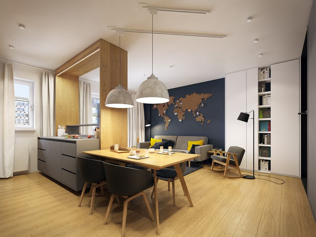 Modern Scandinavian Apartment Interior Design With Gray Color Shade ...