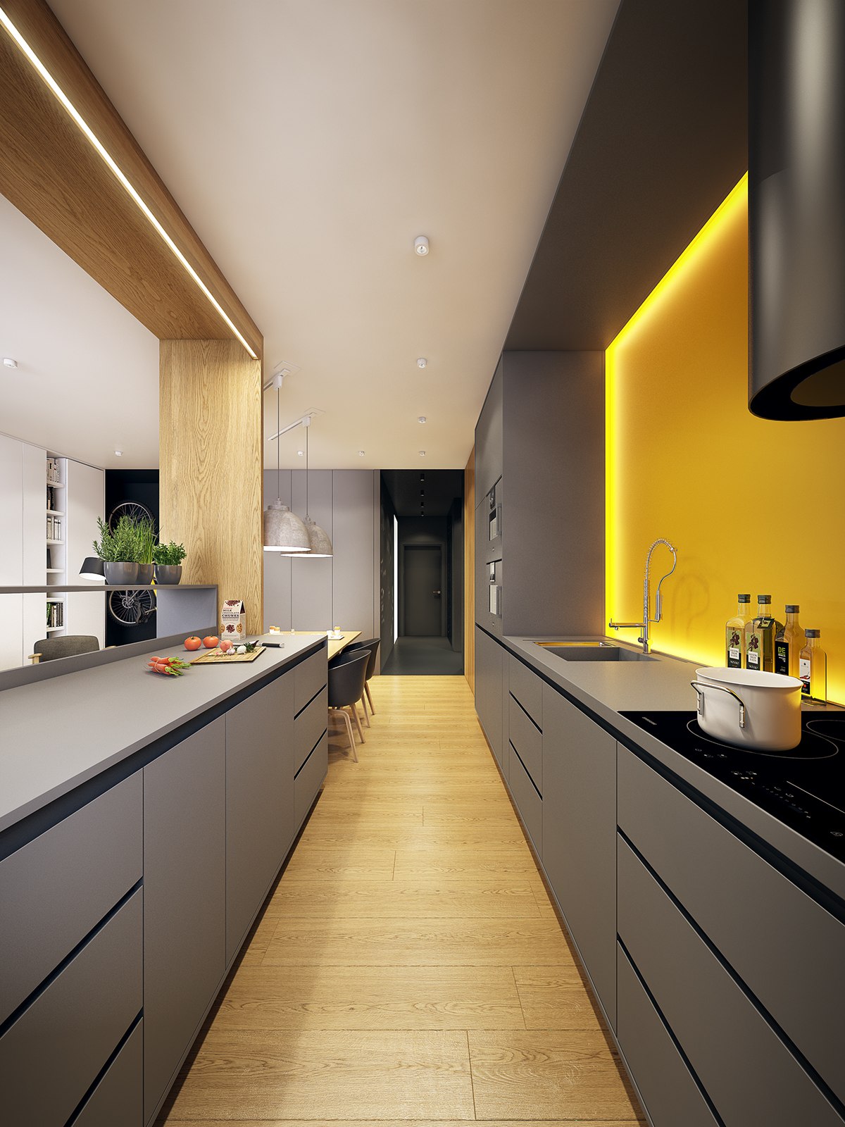 scandinavian gray apartment kitchen design
