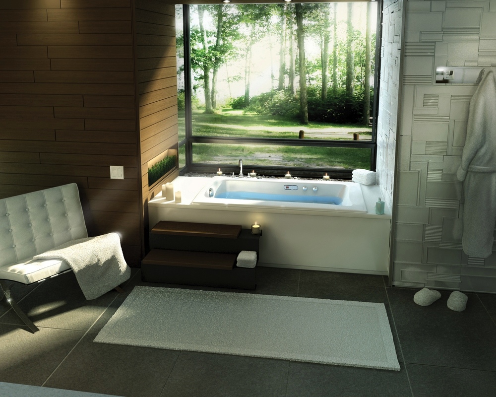 beautiful bathroom showing outside view