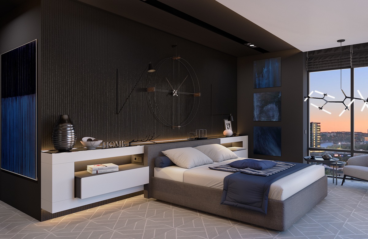 modern dark bedroom decorating ideas