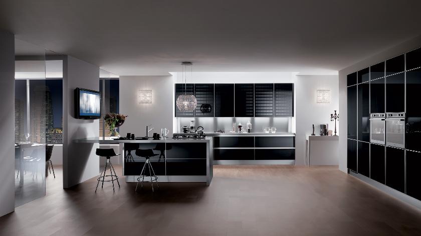 contemporary kitchen with dark furniture