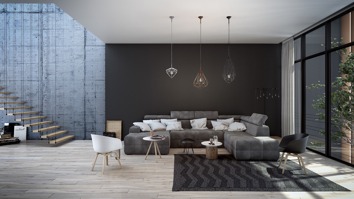 modern black living room design