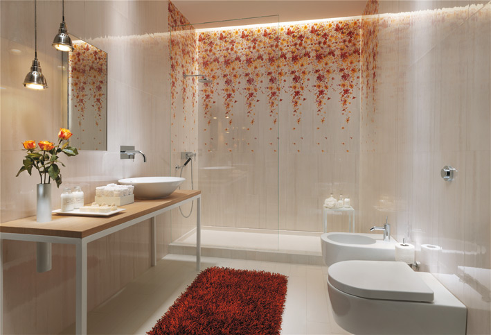 White floral bathroom design