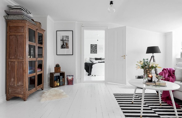 Small living room with Scandinavian Interior