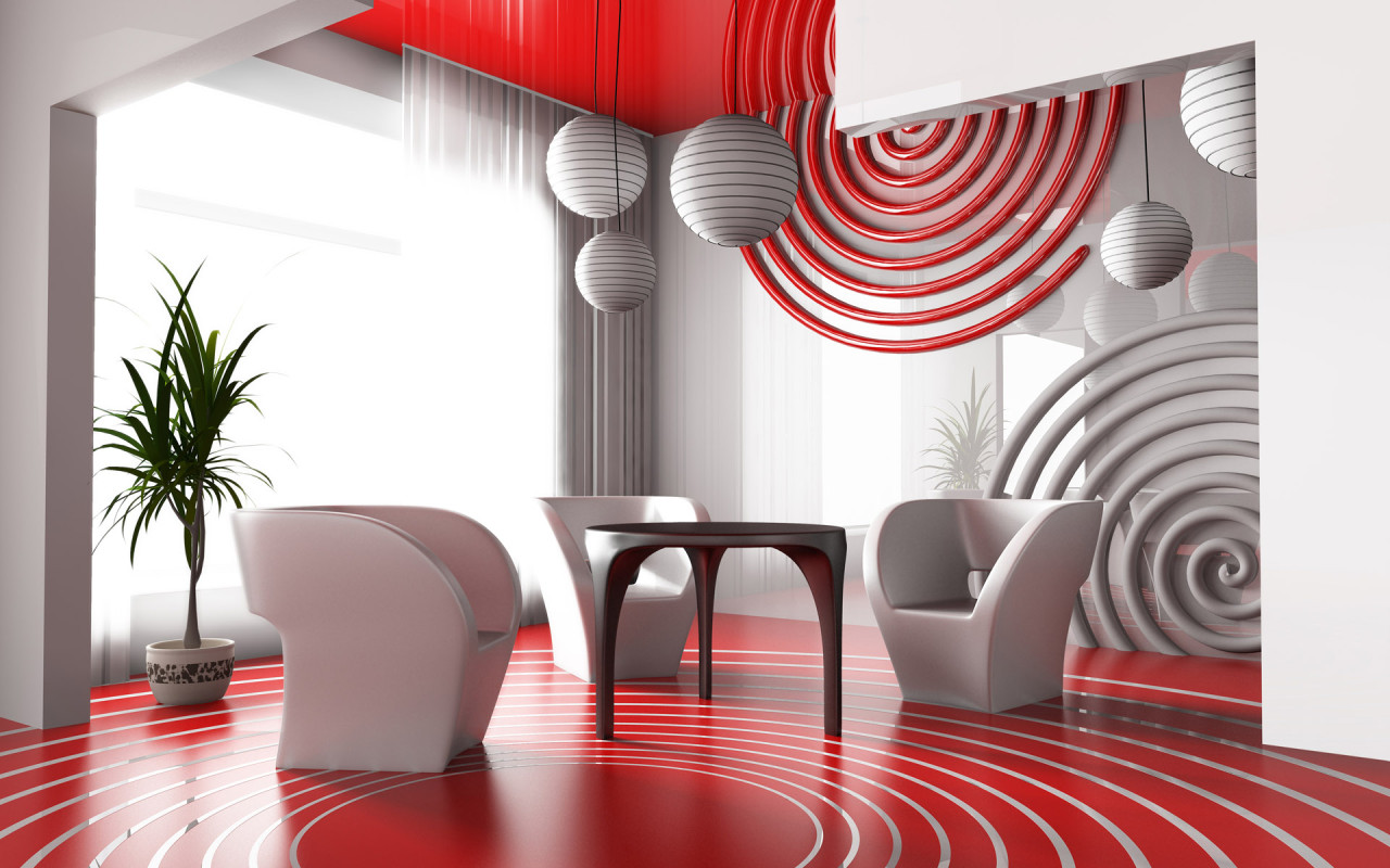 red and white interior design        <h3 class=