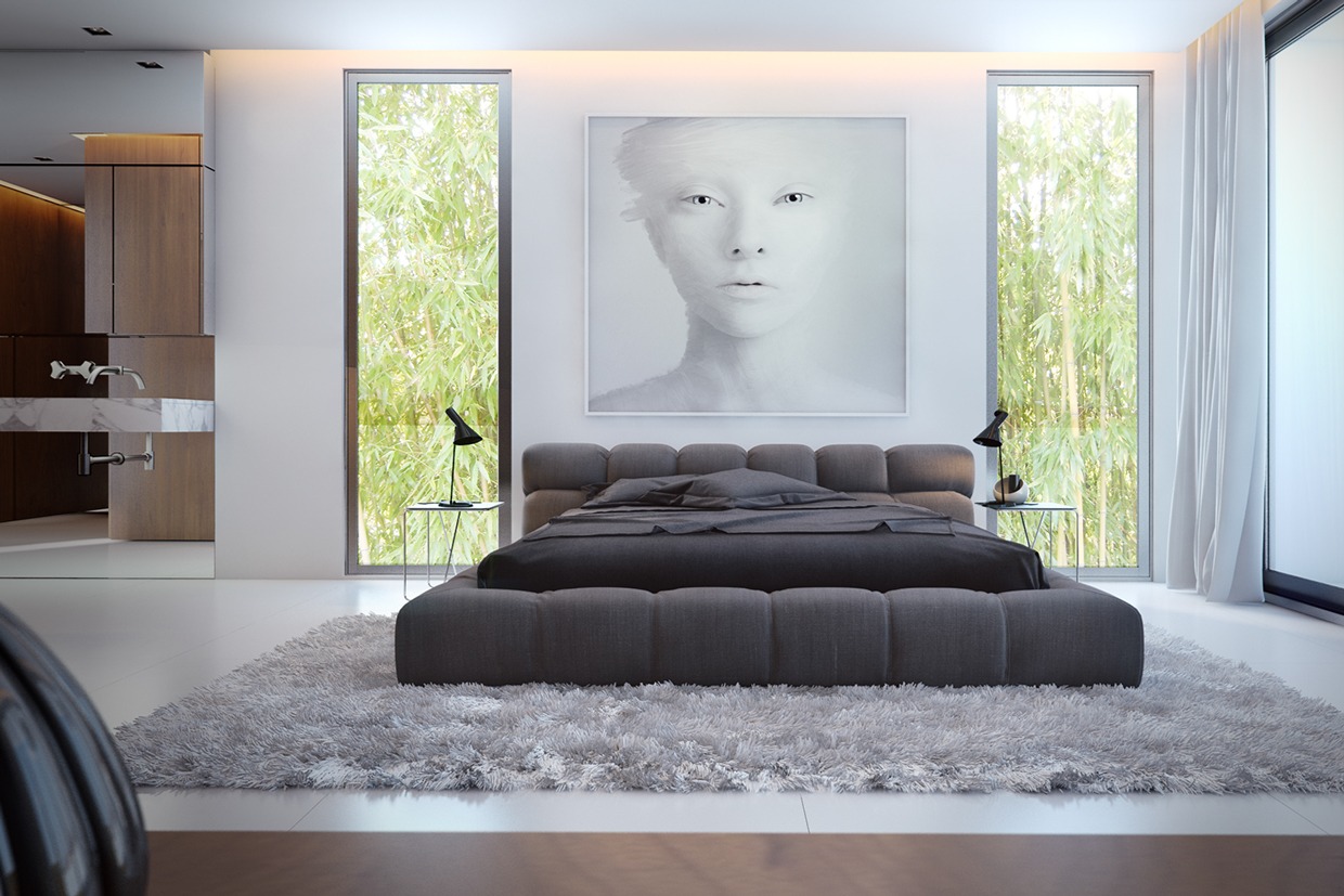 luxury bedroom with a workart