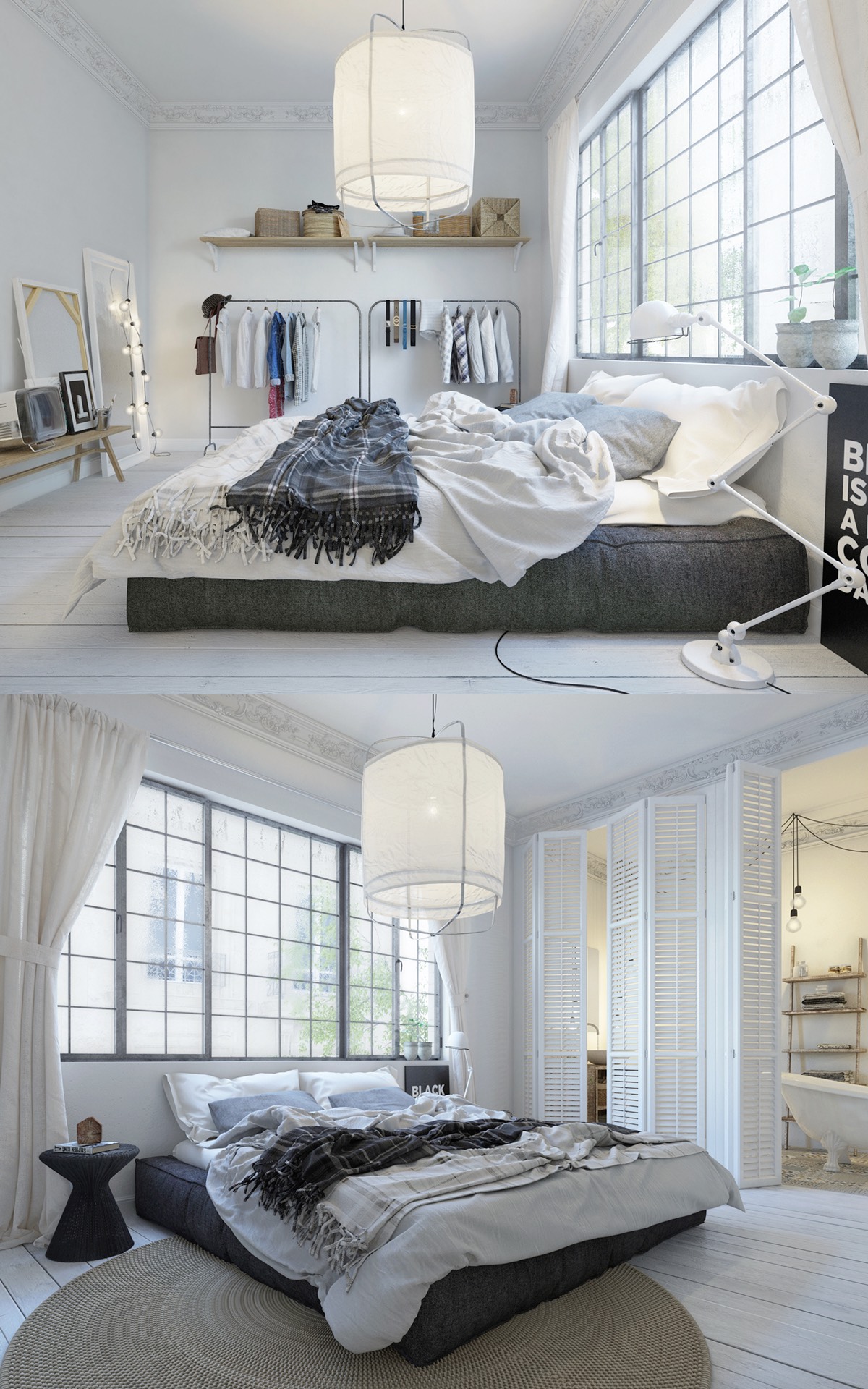 white scandinavian bedroom