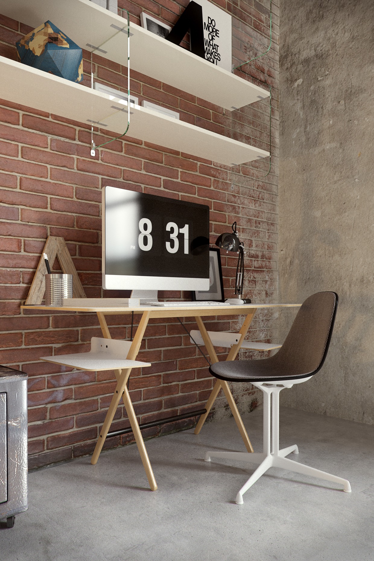 workspace exsposed brick wall