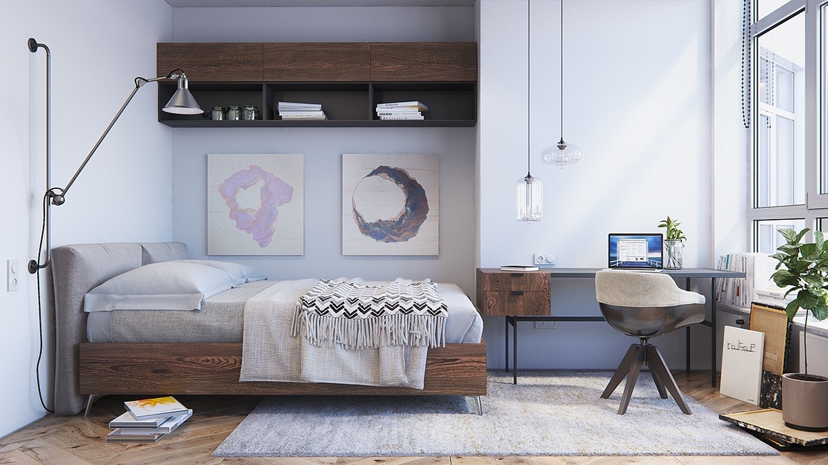 modern wooden bedroom decor
