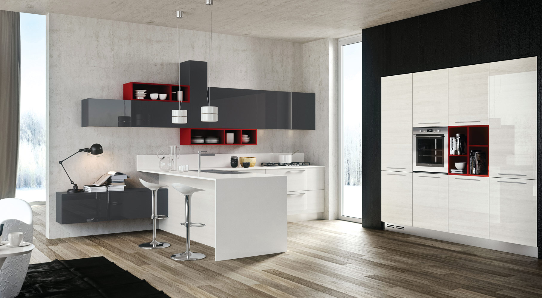 wooden accent for modern kitchen