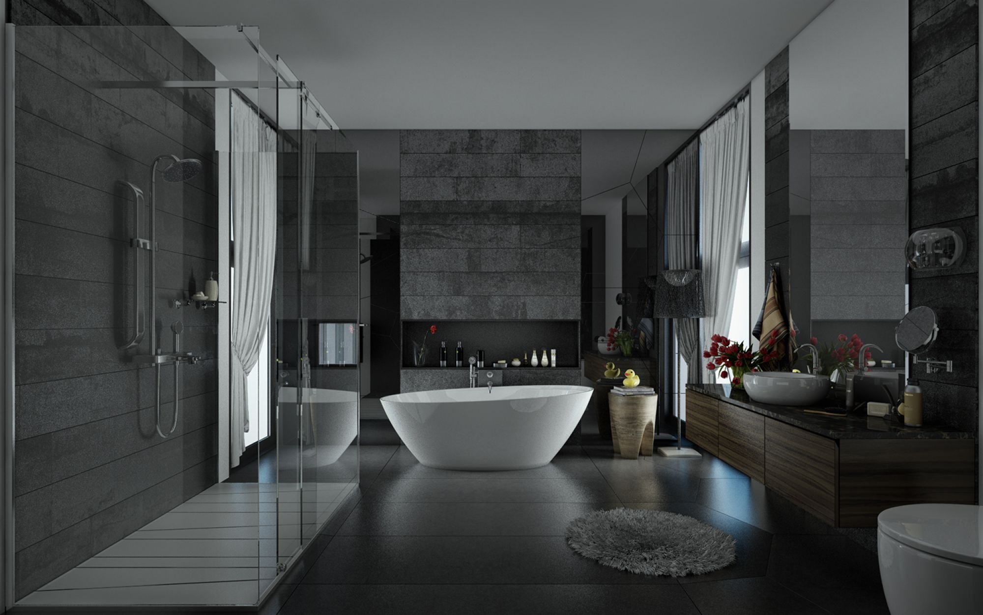 gray contemporary bathroom