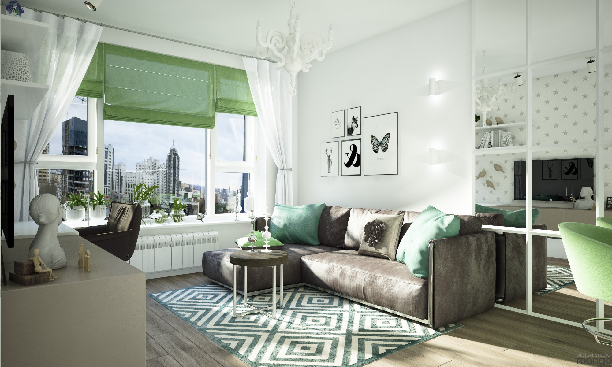 Gorgeous Studio Apartment Design With Beautiful and Perfect Decorating