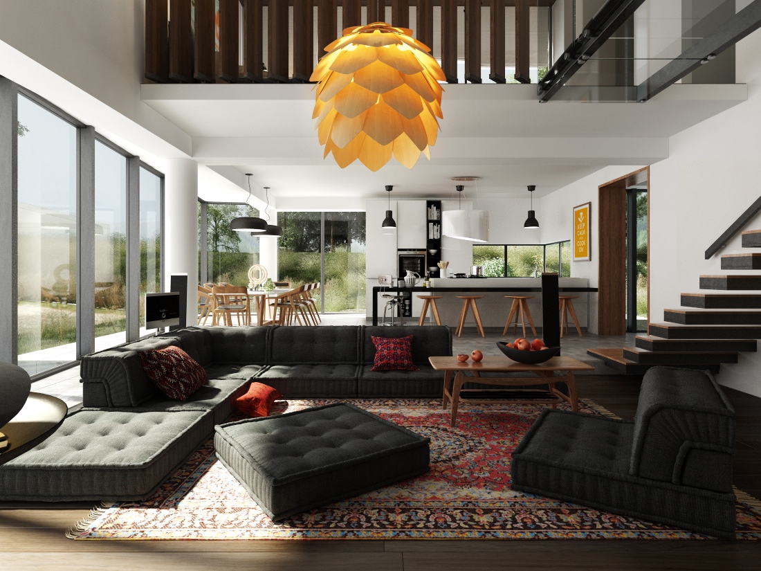 modern open plan living room