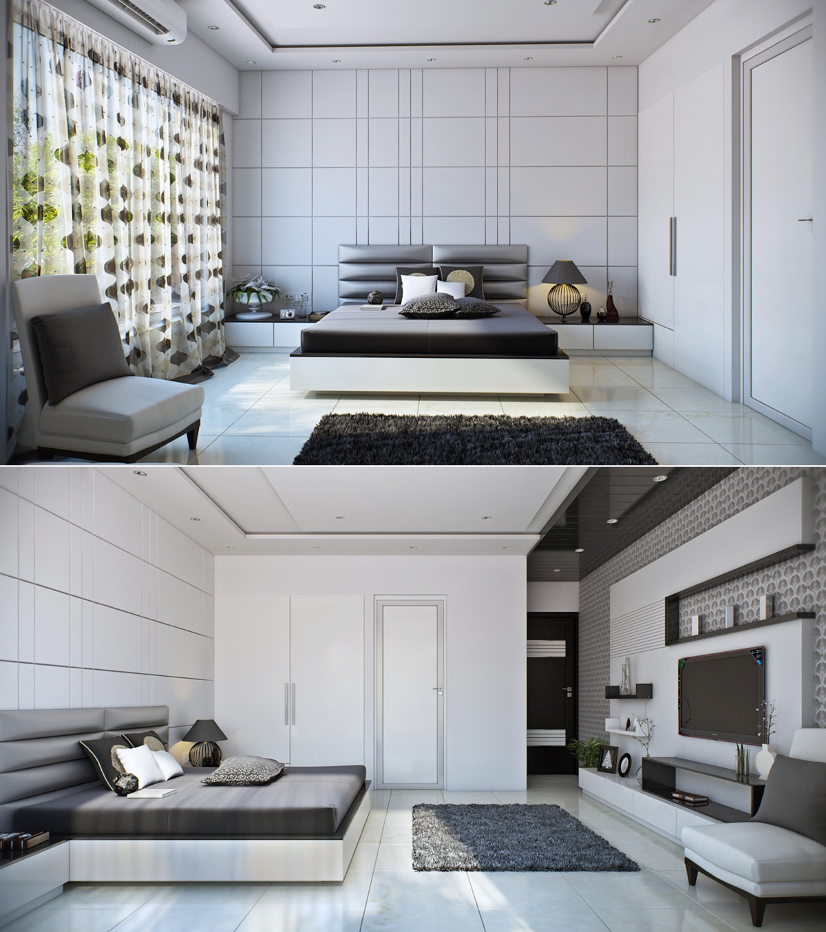 white modern bedroom design