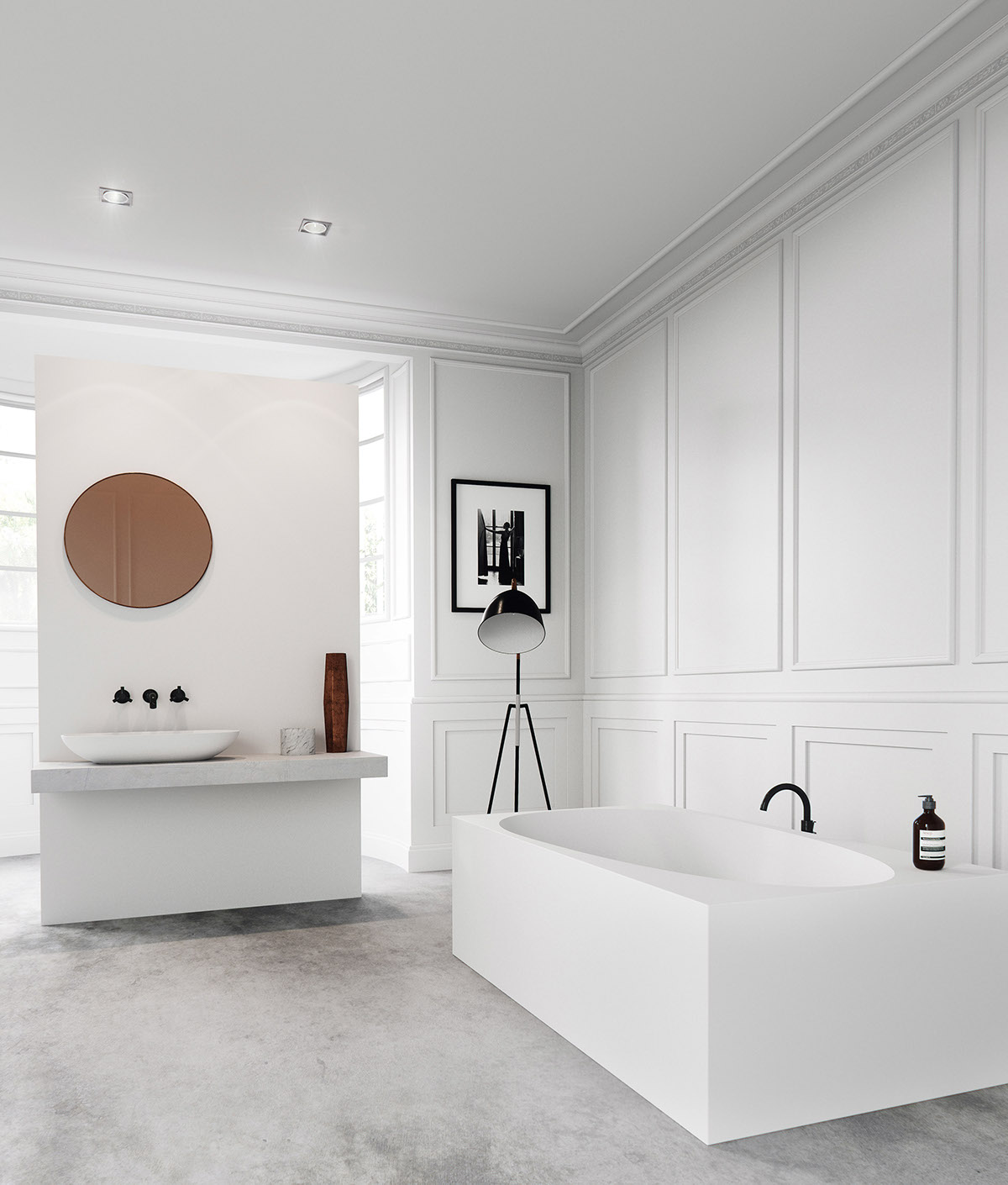 simple white bathroom design