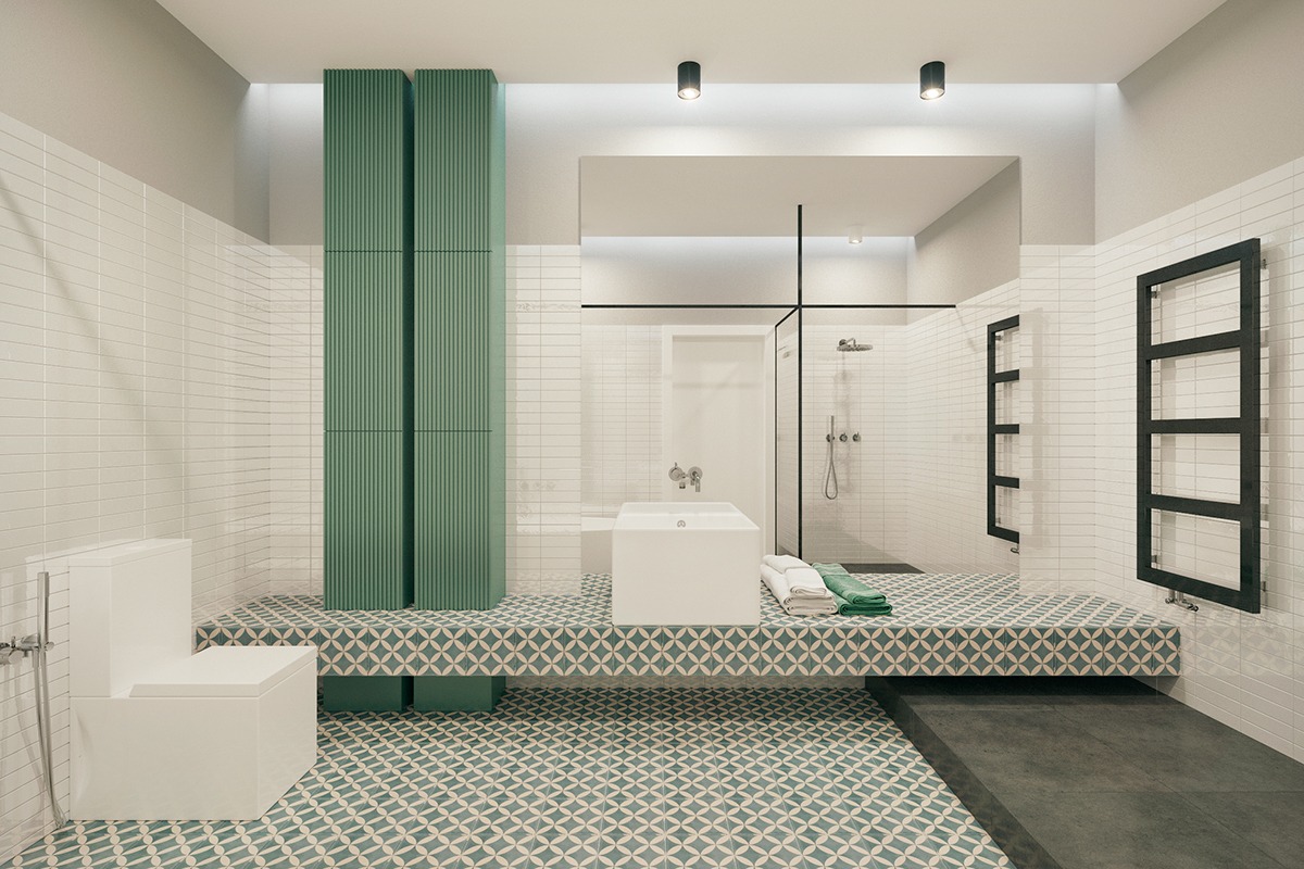 white modern bathroom design