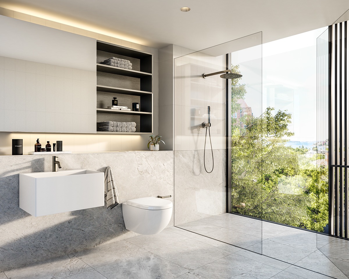 scandinavian modern white bathroom