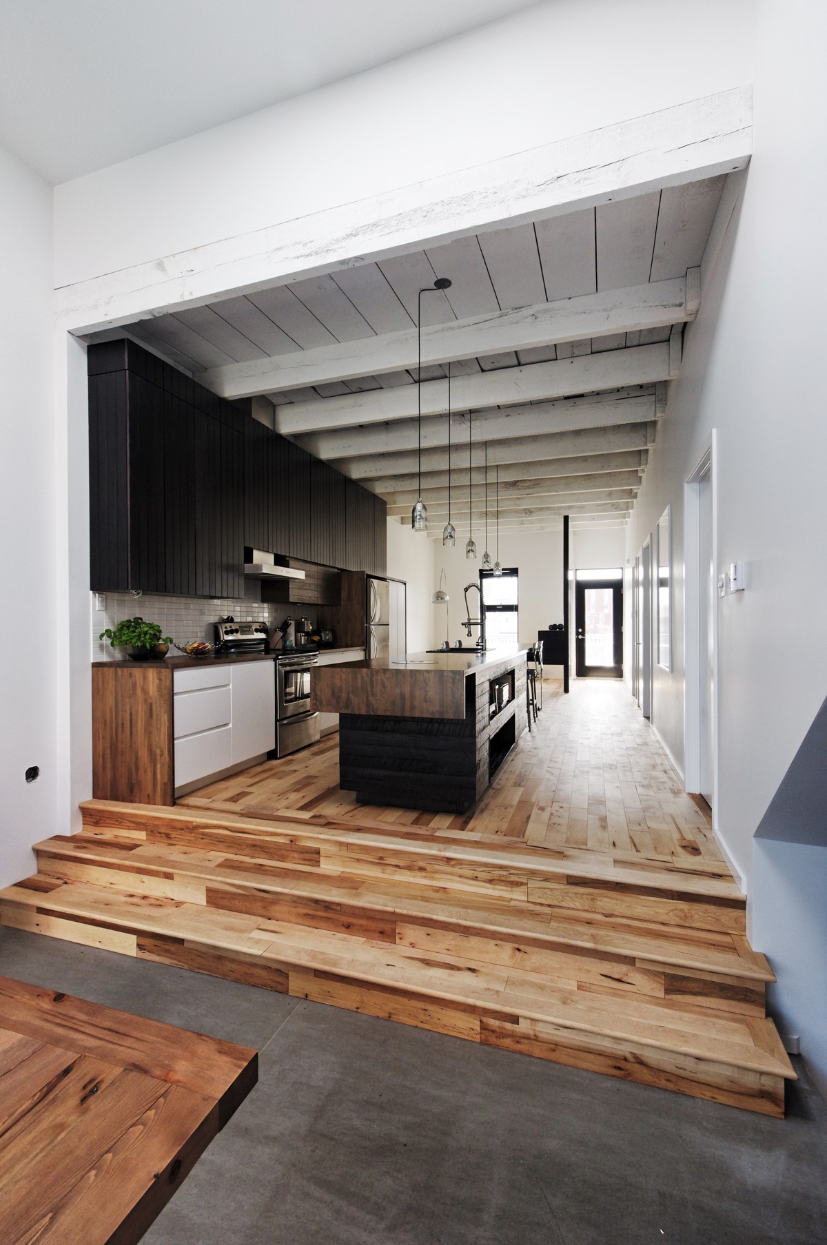 wooden floor kitchen design