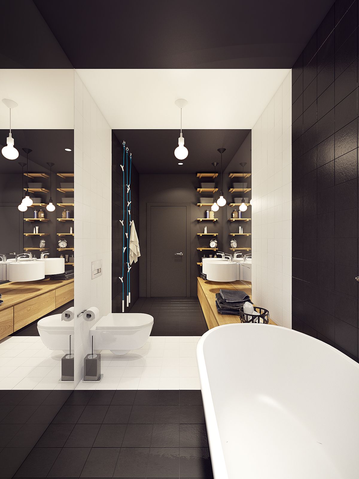 black and white bathroom