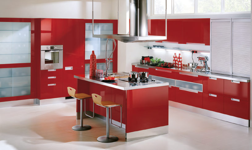 red kitchen design idea