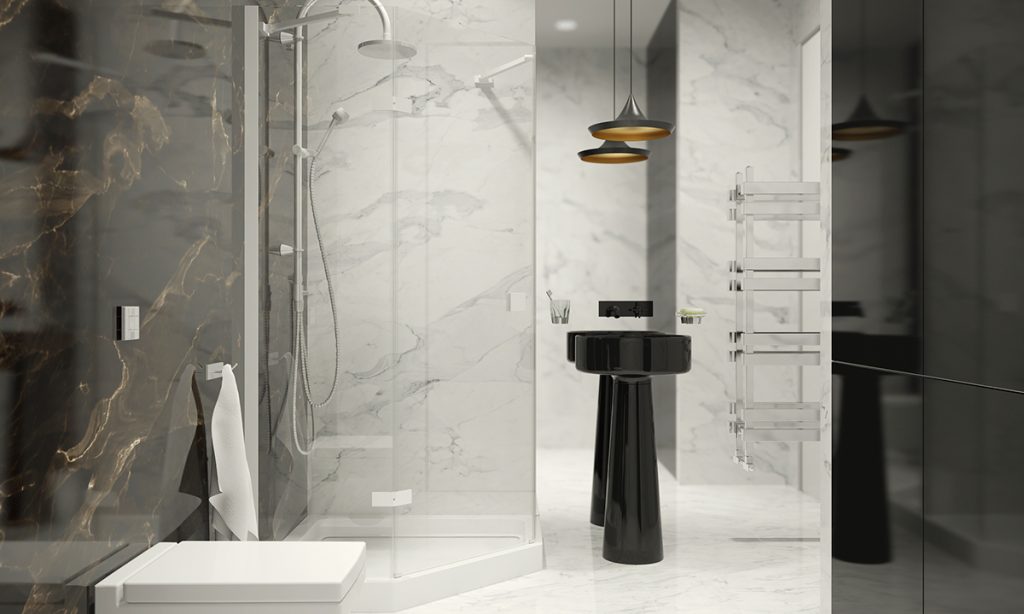 Decorating Dark and White Bathroom Ideas With a Cool Design Which ...