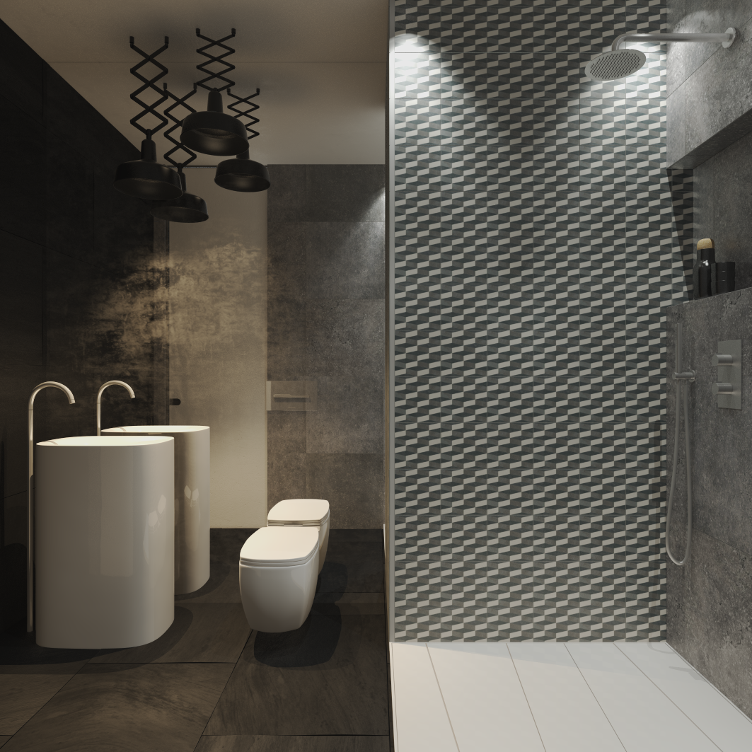 minimalist gray bathroom