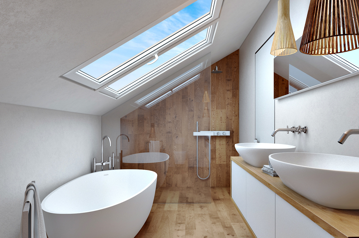 white wooden bathroom