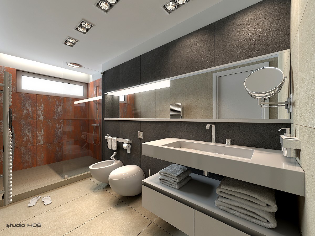 gray masculine bathroom