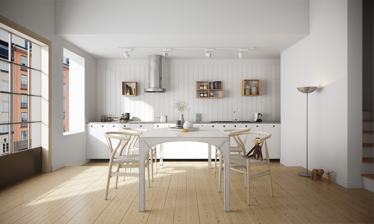 white modern dining room