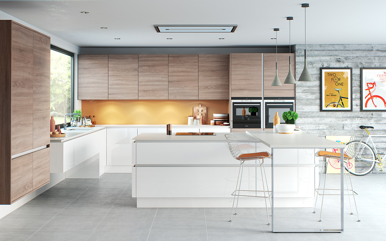 Modern iKitcheni iDesignsi With Wooden Accent Decor Brings A 