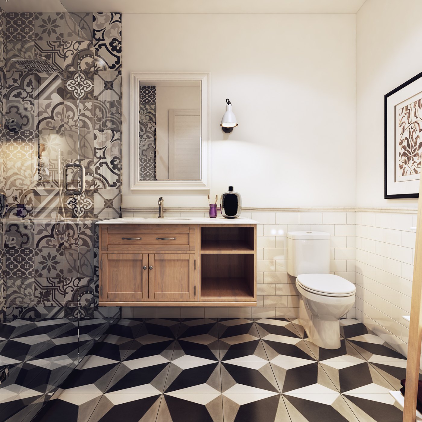 awesome geometric bathroom 