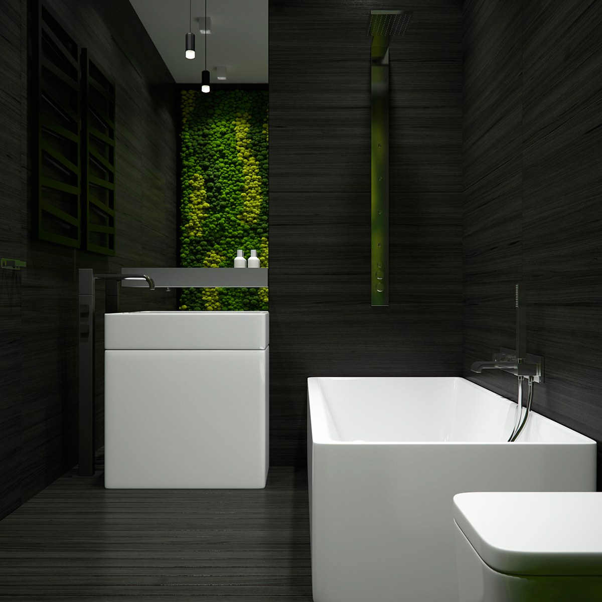 Decorating Dark and White Bathroom  Ideas With a Cool 