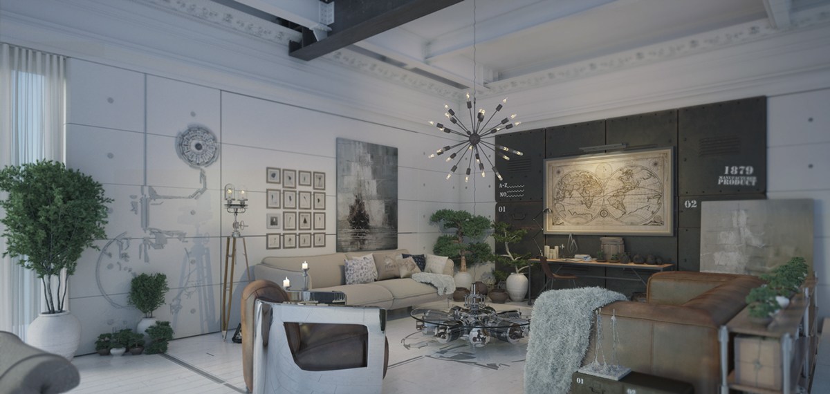 modern light grey living room 