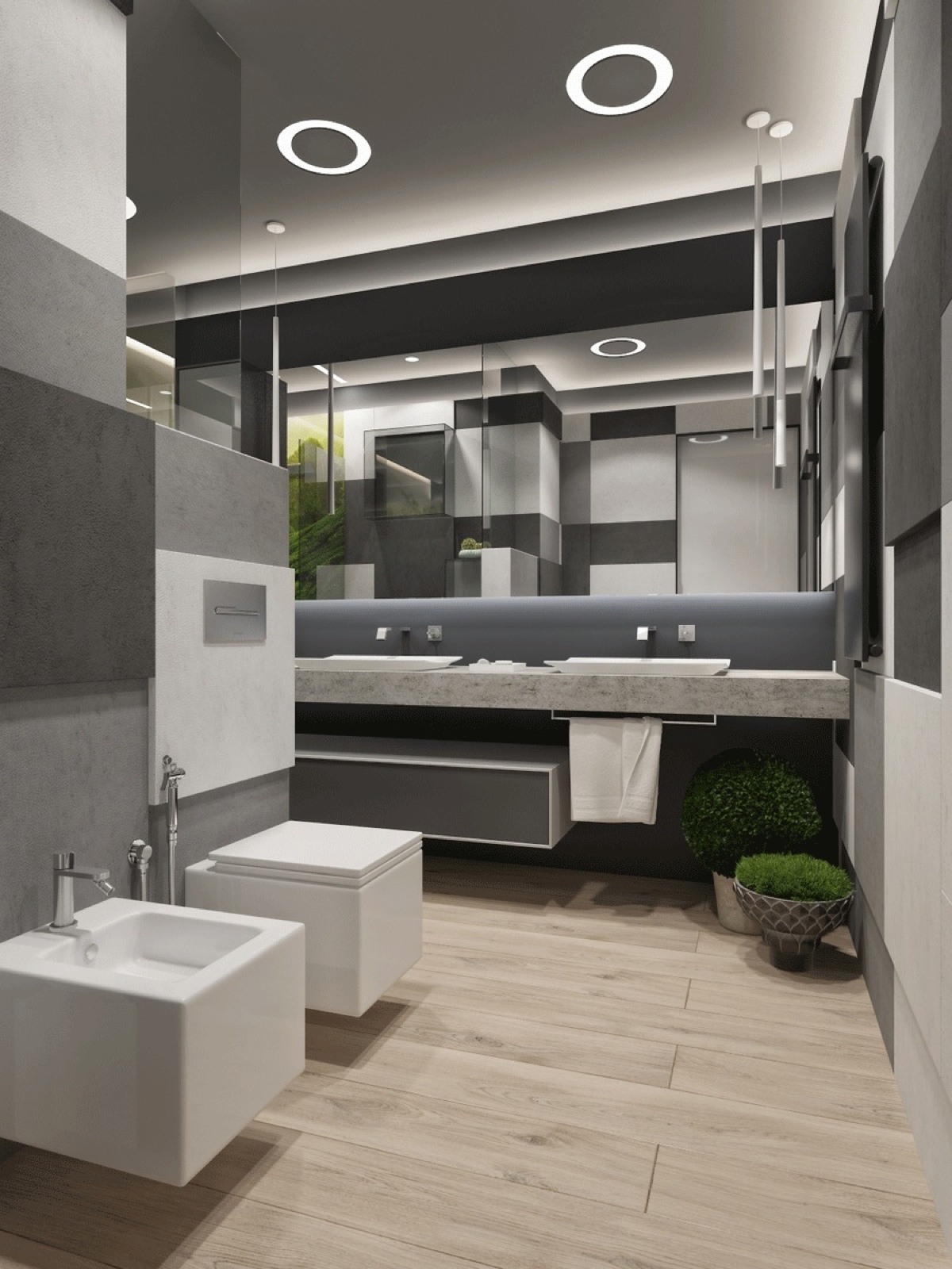 contemporary wooden bathroom