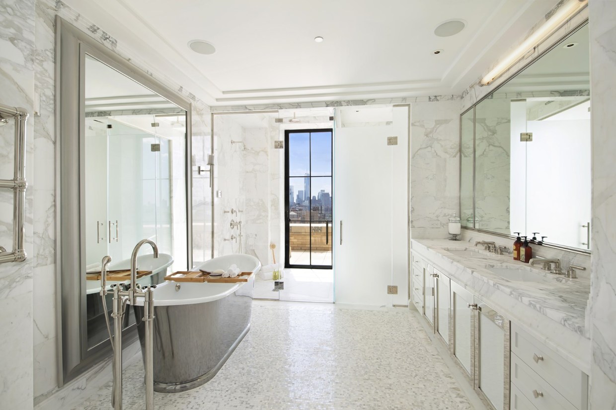 marble and metal bathroom