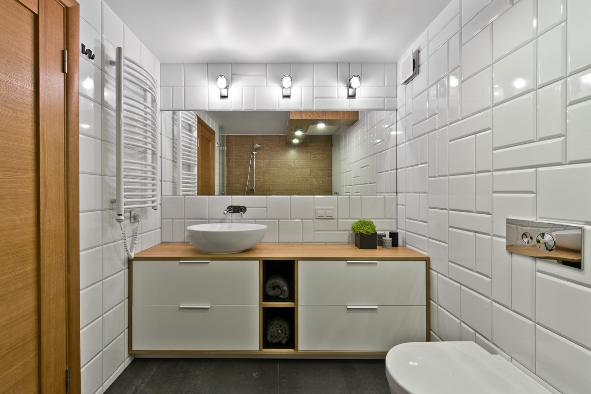 white tile bathroom