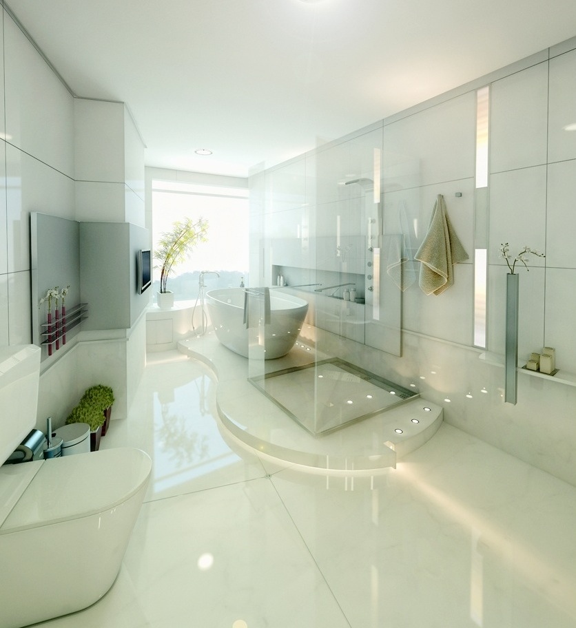 contemporary white bathroom