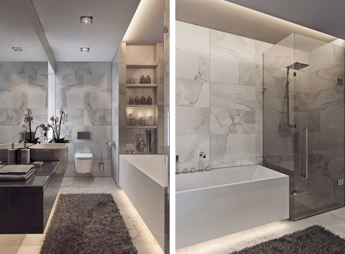 white luxury bathroom design