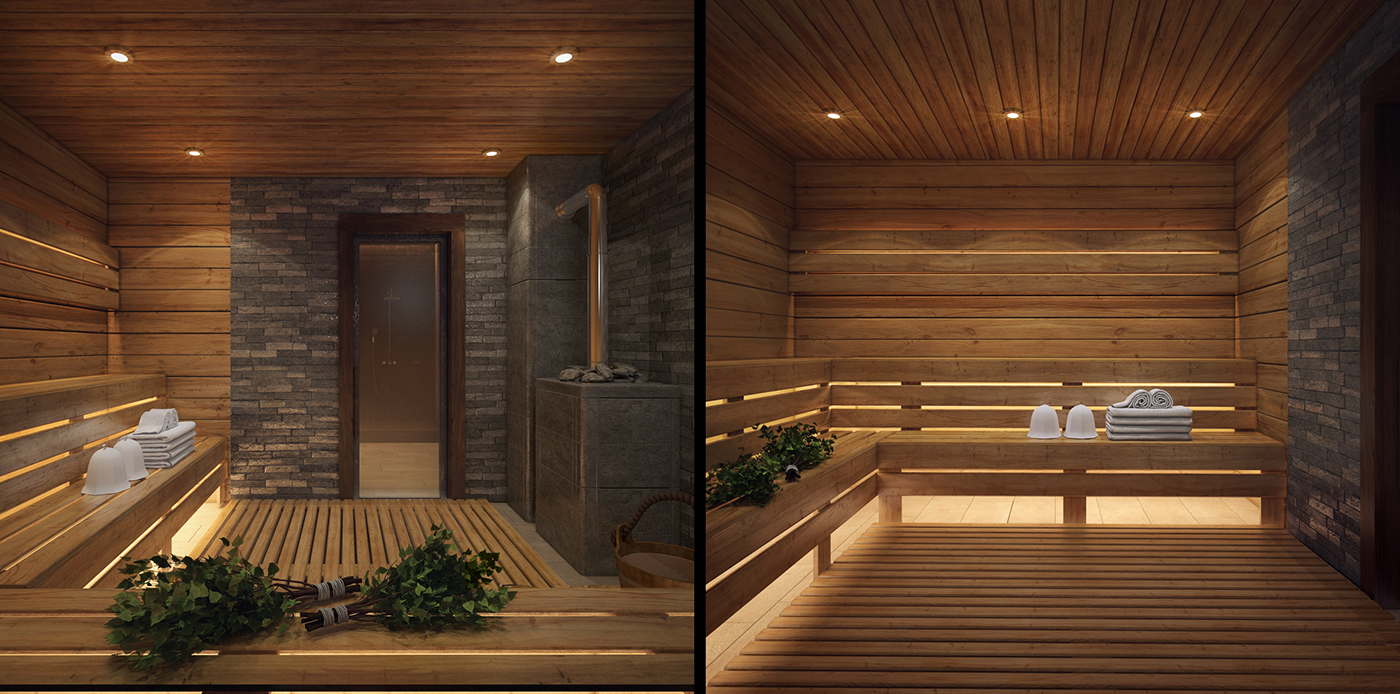 wooden spa room design