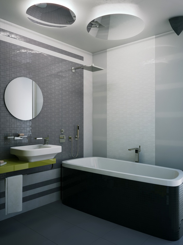 modern small gray bathroom