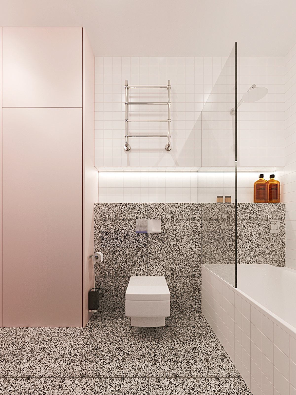 gray backsplash bathroom