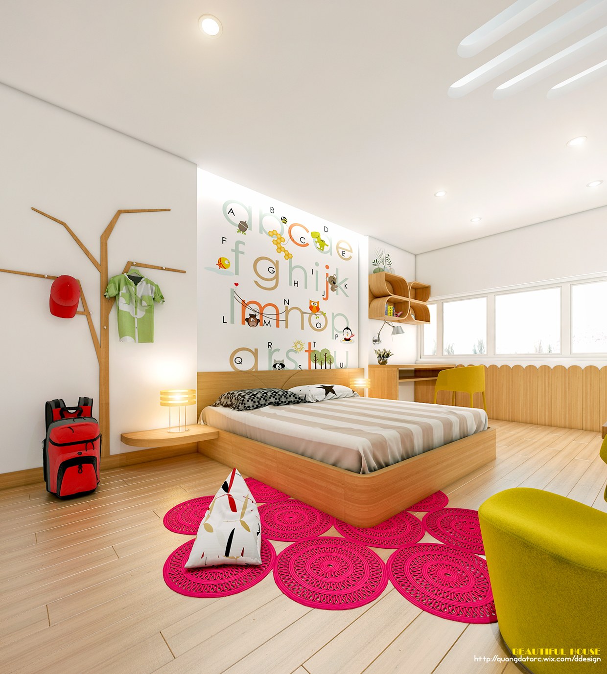 cheerful teen room design