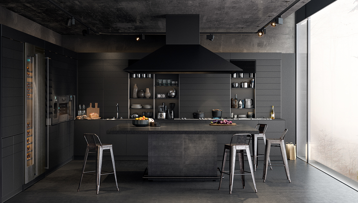 dark kitchen design idea