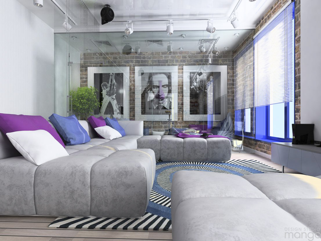 modern colorful living room design