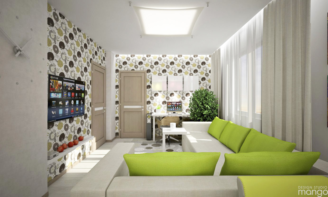 Modern Apartment Design Decorated With Beautiful Wallpaper And Soft Color Design Ideas RooHome