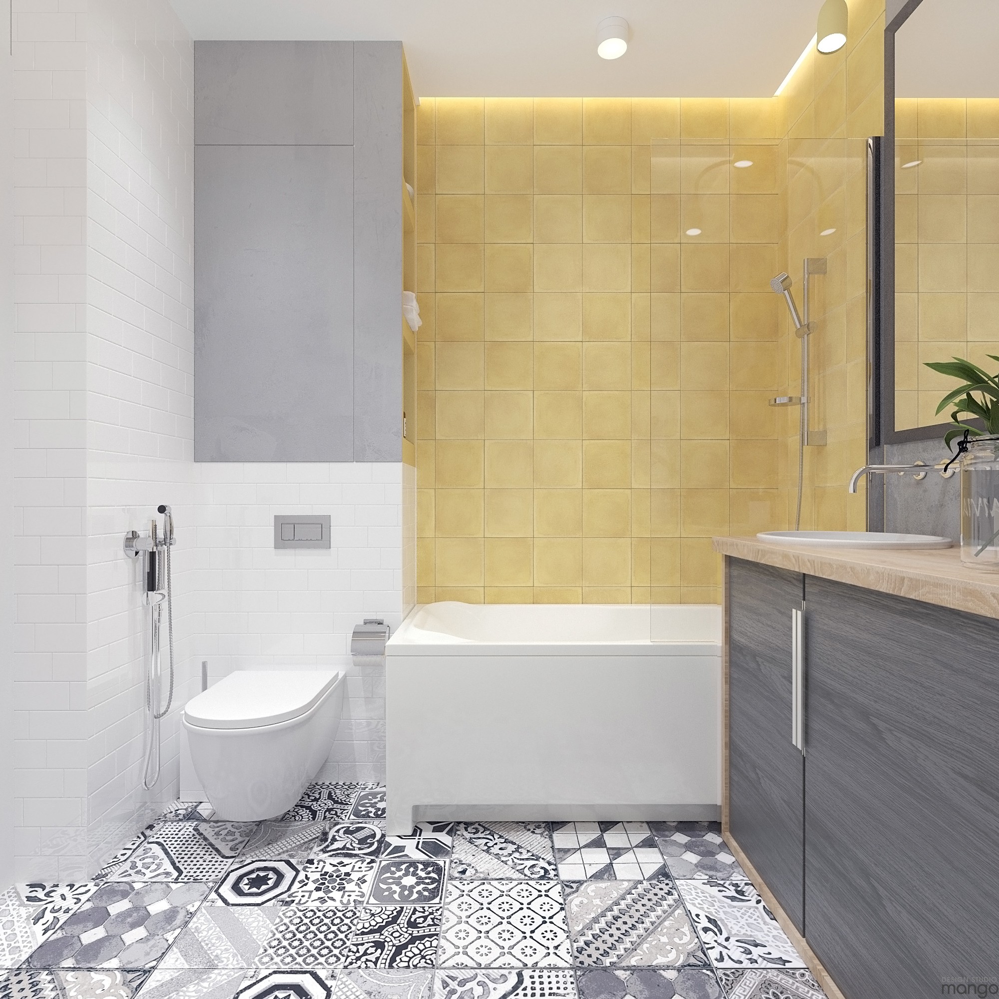 Modern Small Bathroom Designs Combined With Variety of Tile Backsplash