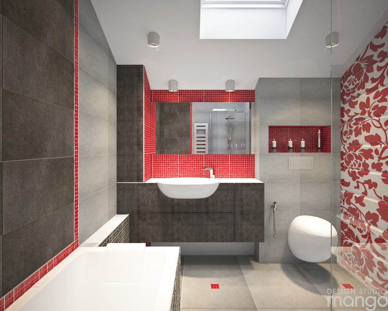 red tile bathroom backsplash design